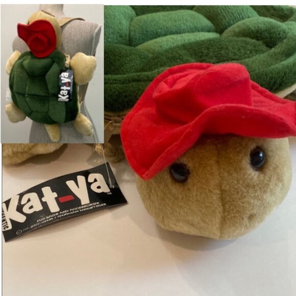 Kat-Ya Turtle Plush Bag Green and Red - Picture 1 of 13